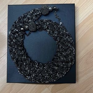 Gunmetal braided bead necklace